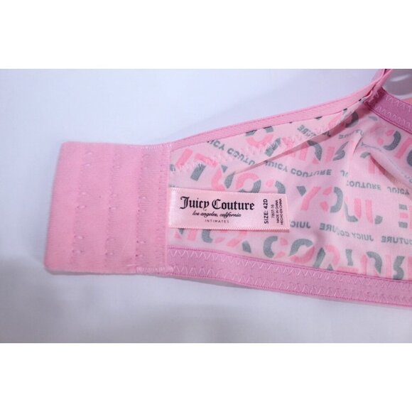 Juicy Couture Bra 42D Pink Black Log Up Lightly Padded Wired Medallion Logo NWT - Picture 9 of 15